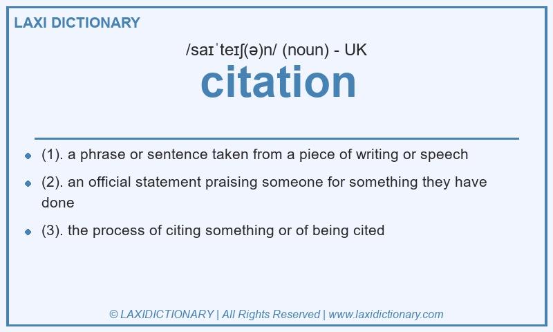 Definition citation in British English