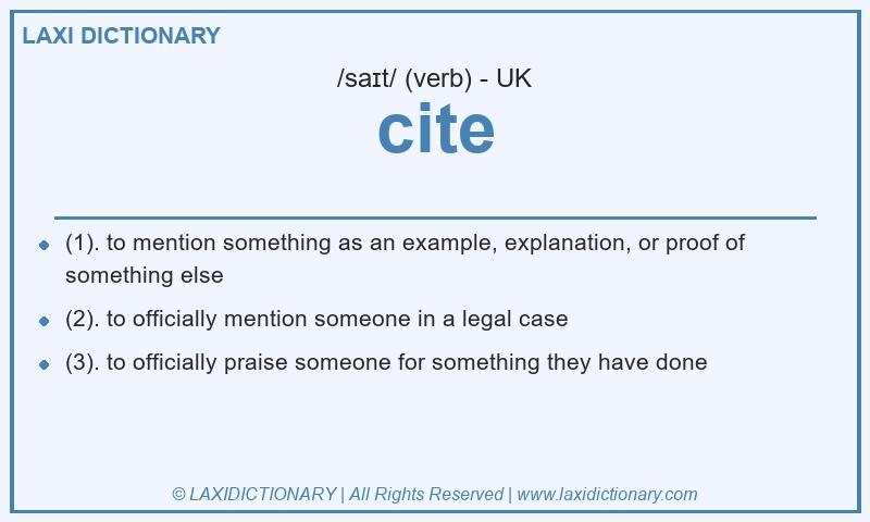 Definition cite in British English