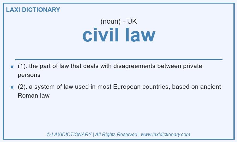 Definition civil law in British English