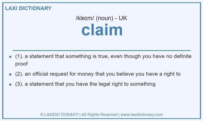 Definition claim in British English
