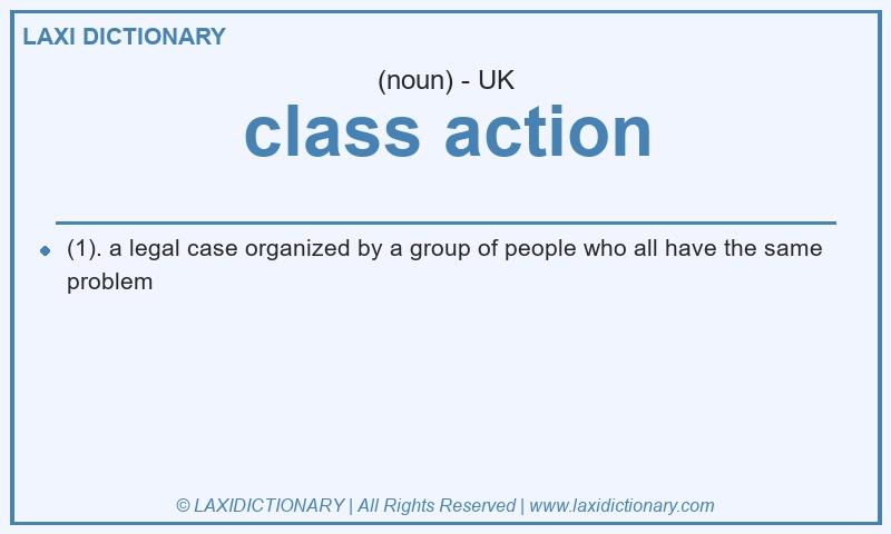 Definition class action in British English