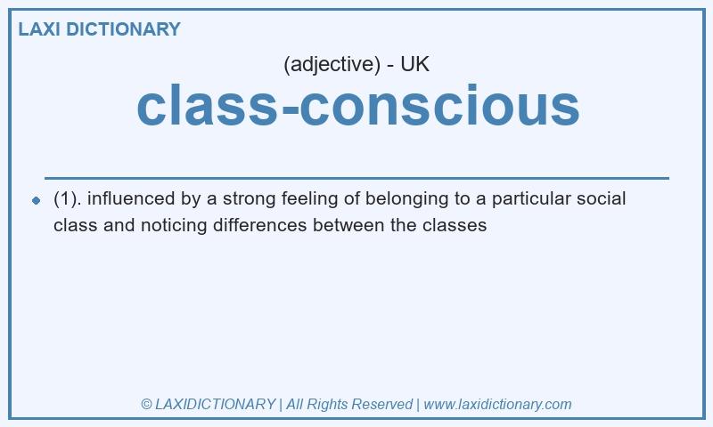Definition class-conscious in British English