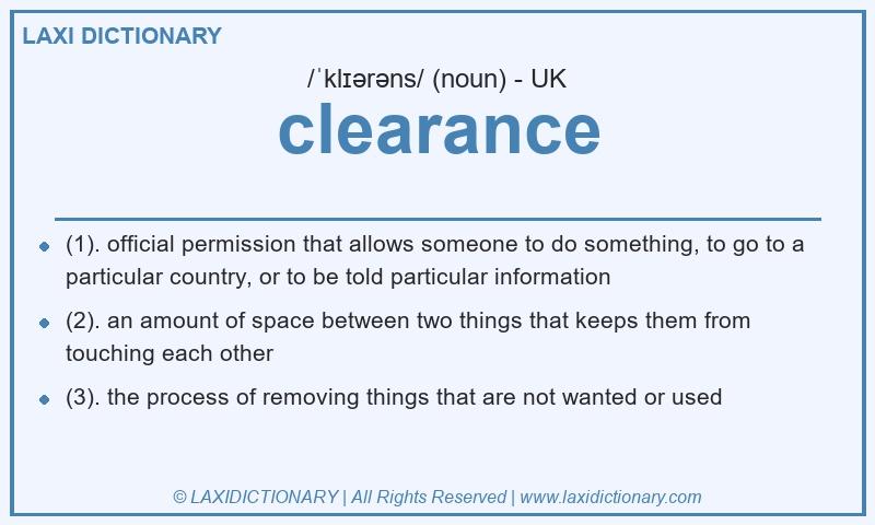 Definition clearance in British English