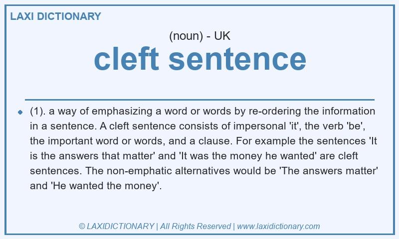 Definition cleft sentence in British English