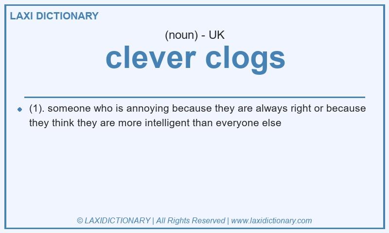 Definition clever clogs in British English