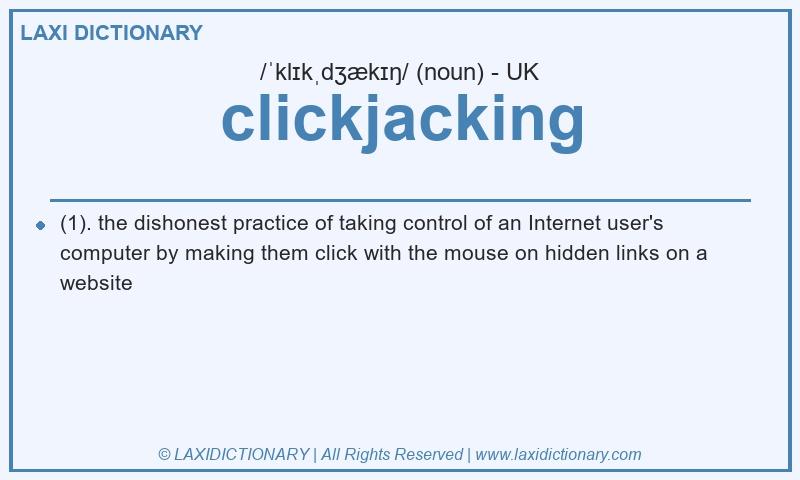 Definition clickjacking in British English