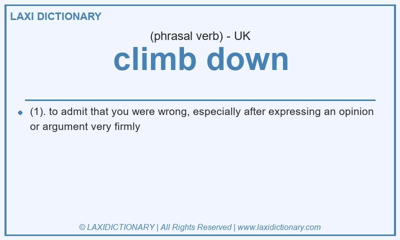 Definition climb down in British English