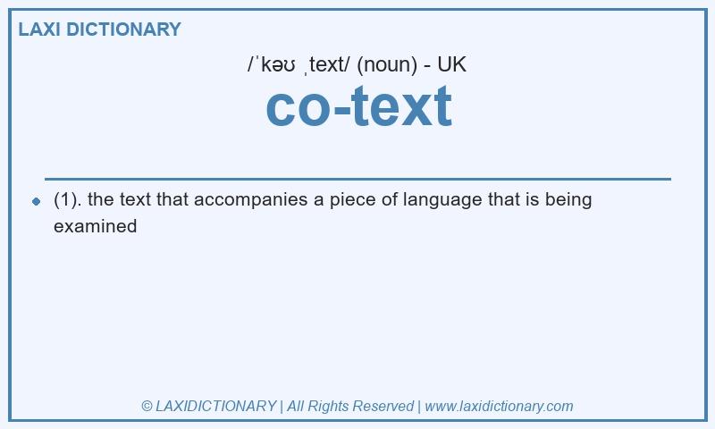 Definition co-text in British English