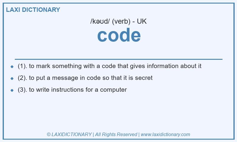 Definition code in British English