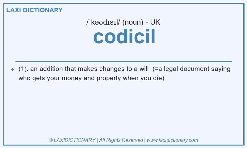 Definition codicil in British English