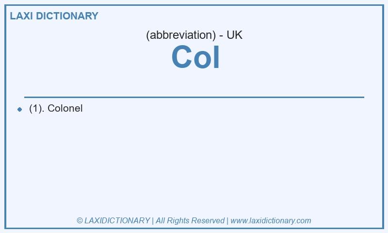 Definition Col in British English