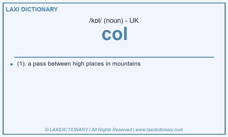Definition col in British English