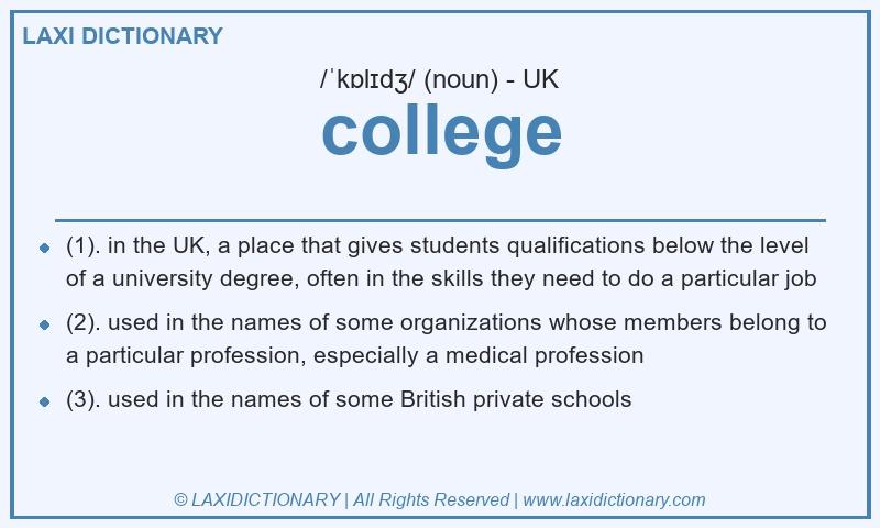 Definition college in British English