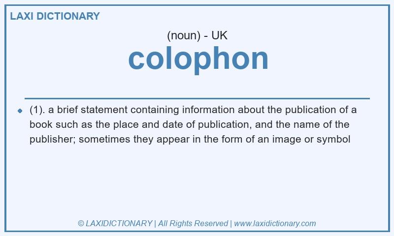 Definition colophon in British English