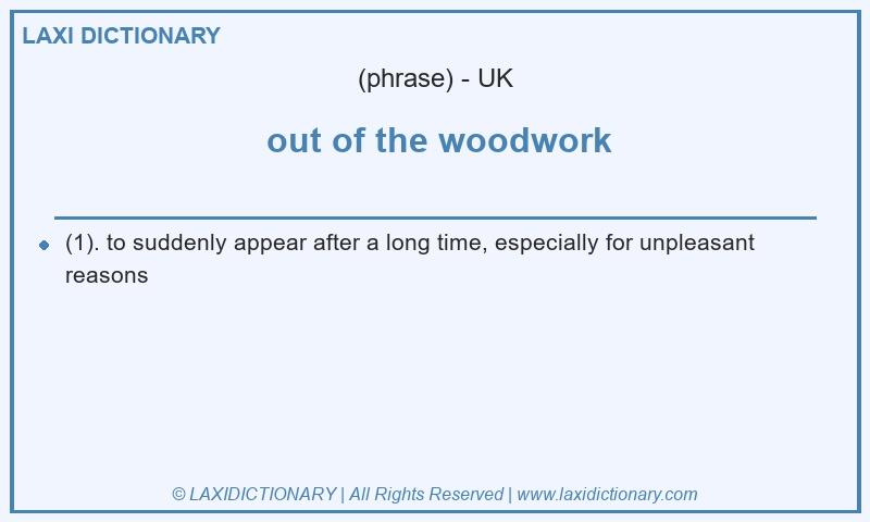 Definition out of the woodwork in British English