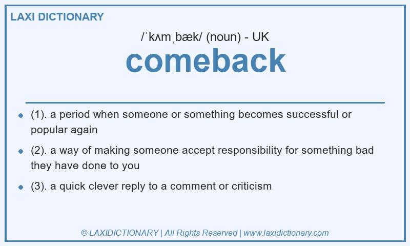Definition comeback in British English