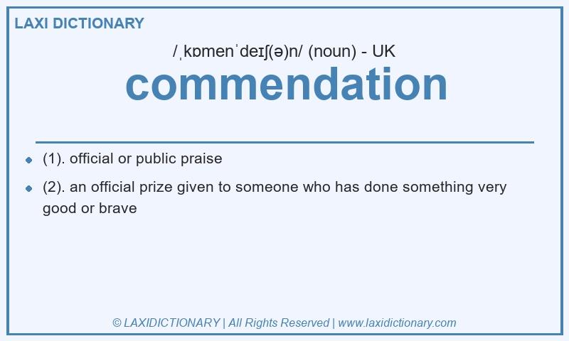 Definition commendation in British English