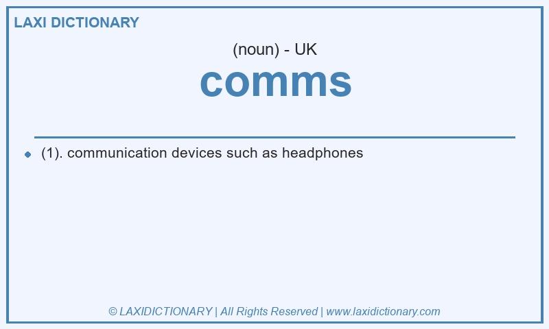 Definition comms in British English