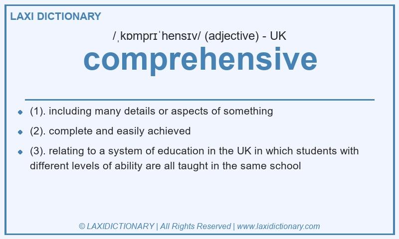 Definition comprehensive in British English