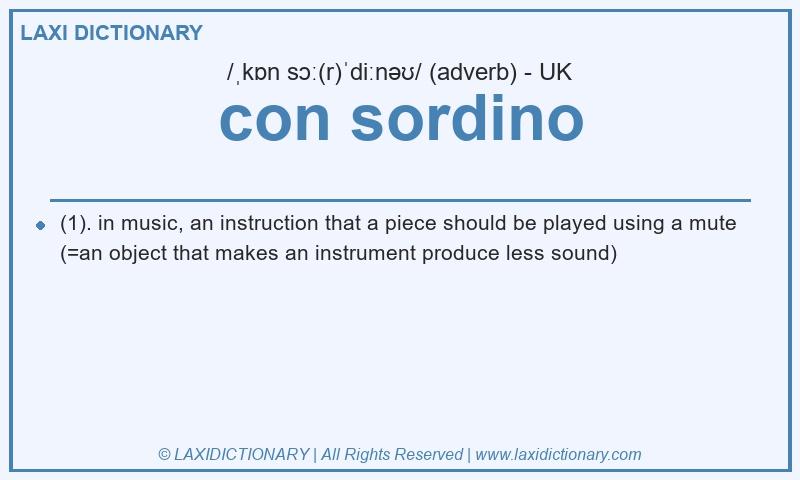Definition con sordino in British English