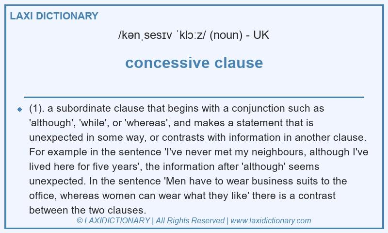 Definition concessive clause in British English