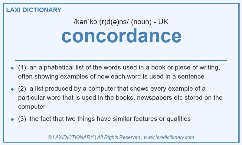 Definition concordance in British English