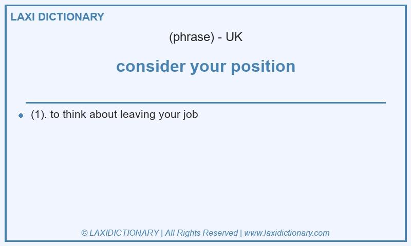 Definition consider your position in British English