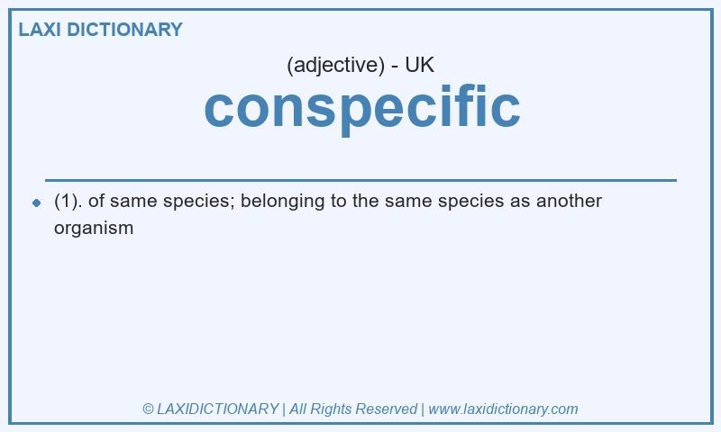 Definition conspecific in British English