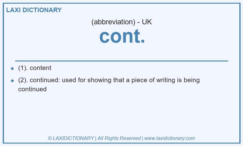 Definition cont. in British English