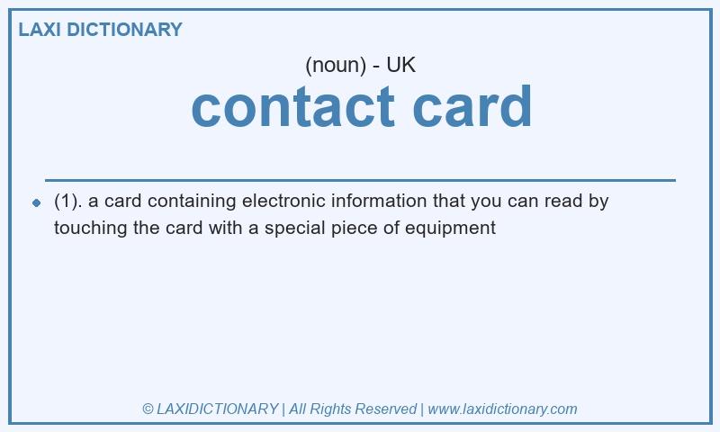 Definition contact card in British English