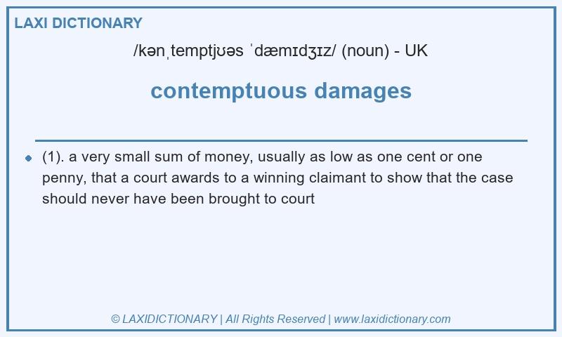 Definition contemptuous damages in British English