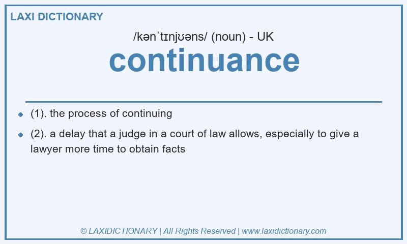 Definition continuance in British English
