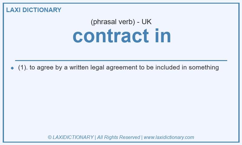 Definition contract in in British English