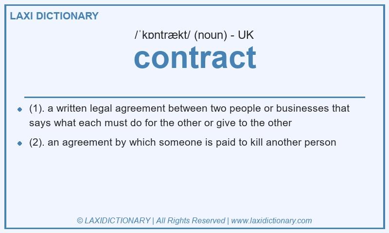 Definition contract in British English