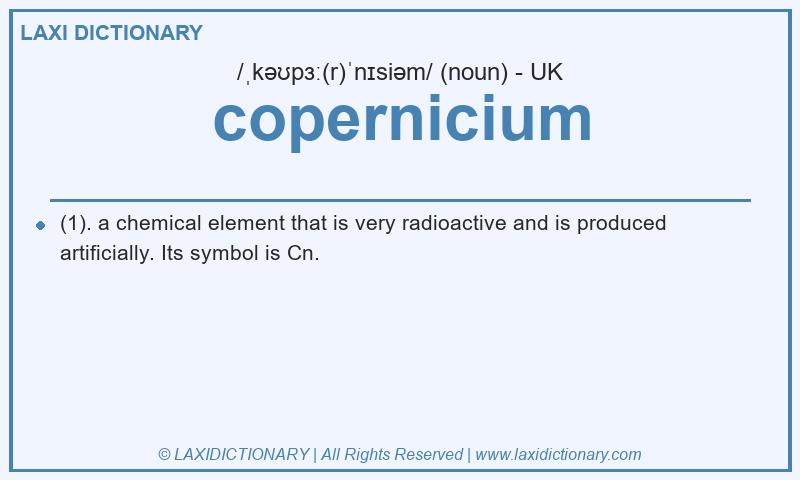 Definition copernicium in British English