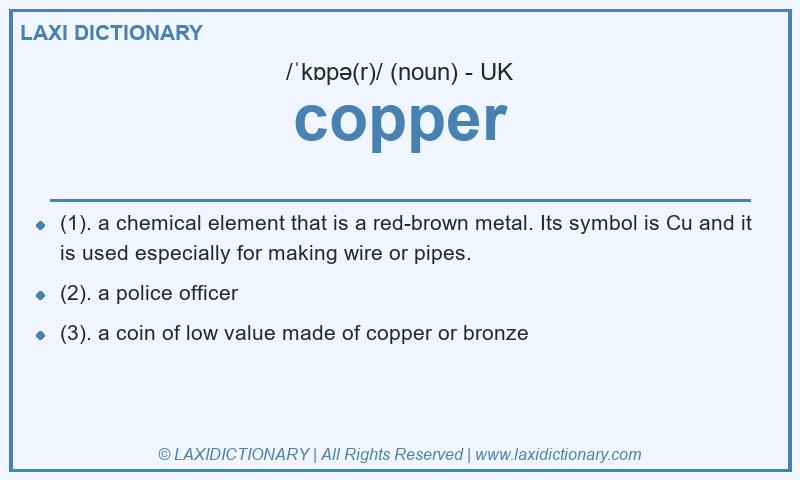 Definition copper in British English