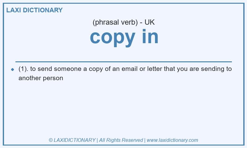 Definition copy in in British English