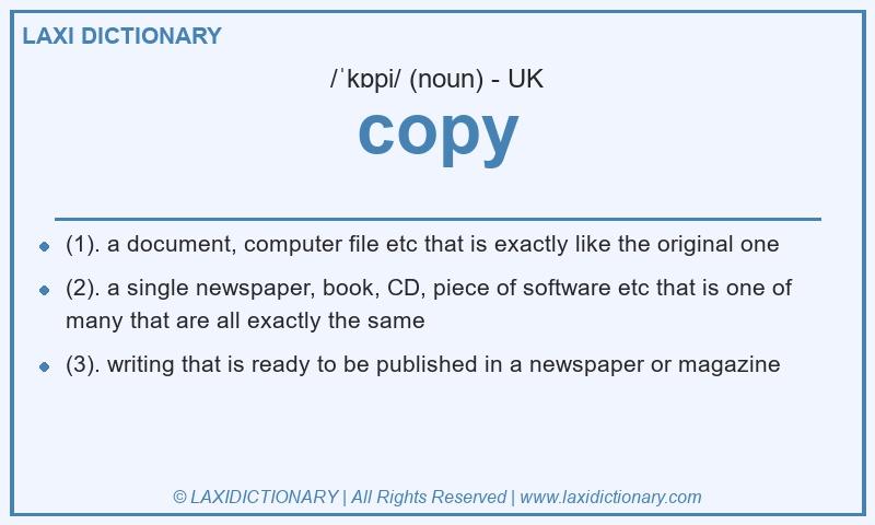 Definition copy in British English