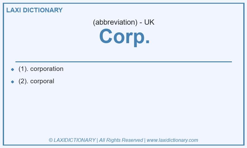 Definition Corp. in British English