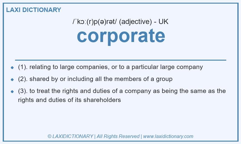 Definition corporate in British English