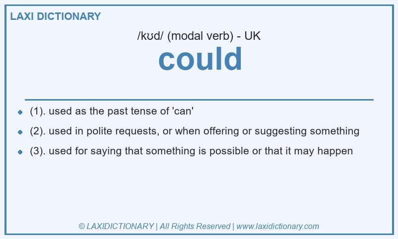 Definition could in British English