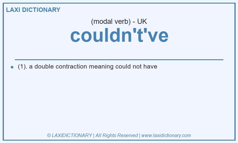 Definition couldn't've in British English