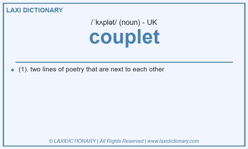 Definition couplet in British English
