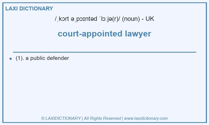 Definition court-appointed lawyer in British English