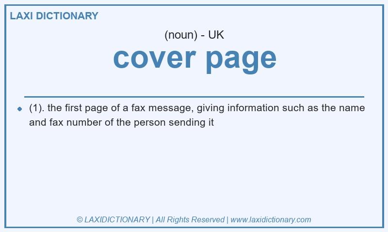 Definition cover page in British English