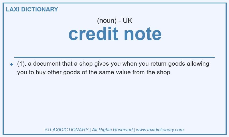 Definition credit note in British English