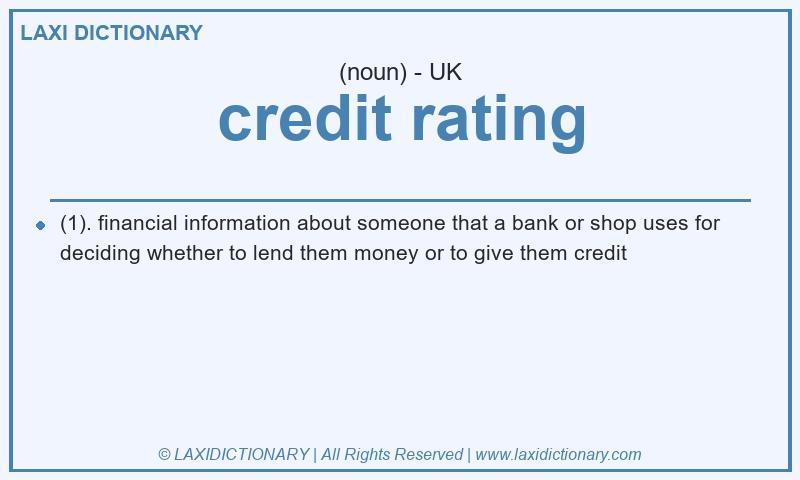 Definition credit rating in British English