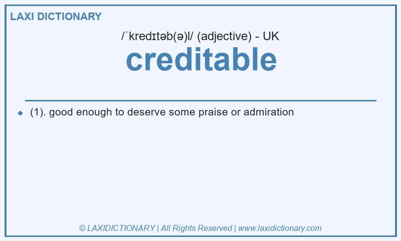 Definition creditable in British English