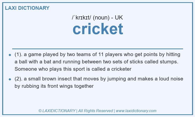 Definition cricket in British English