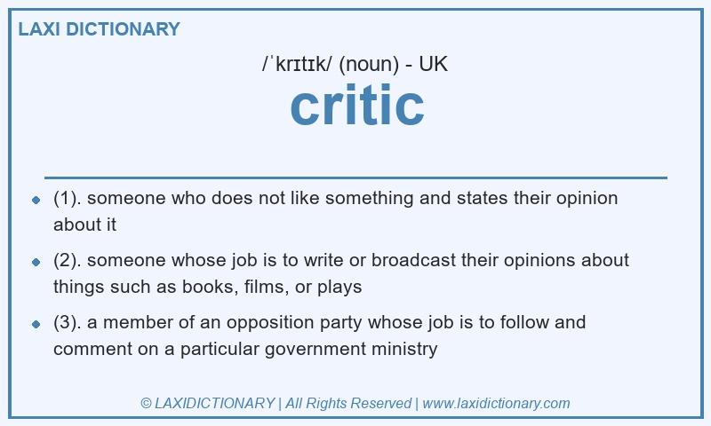 Definition critic in British English